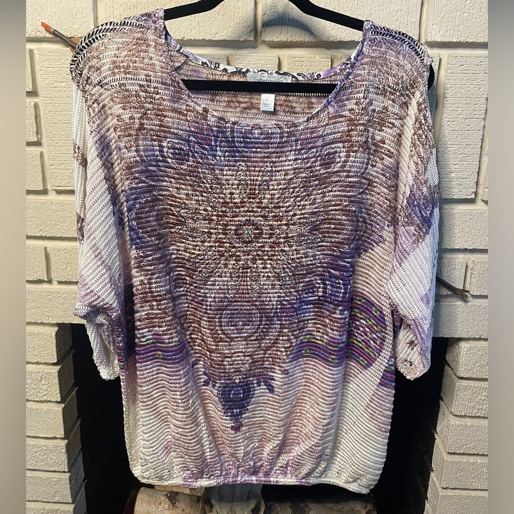 Dress Barn open shoulder purple blouse